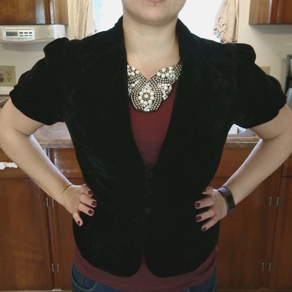 EUC Black Velvet short sleeve jacket